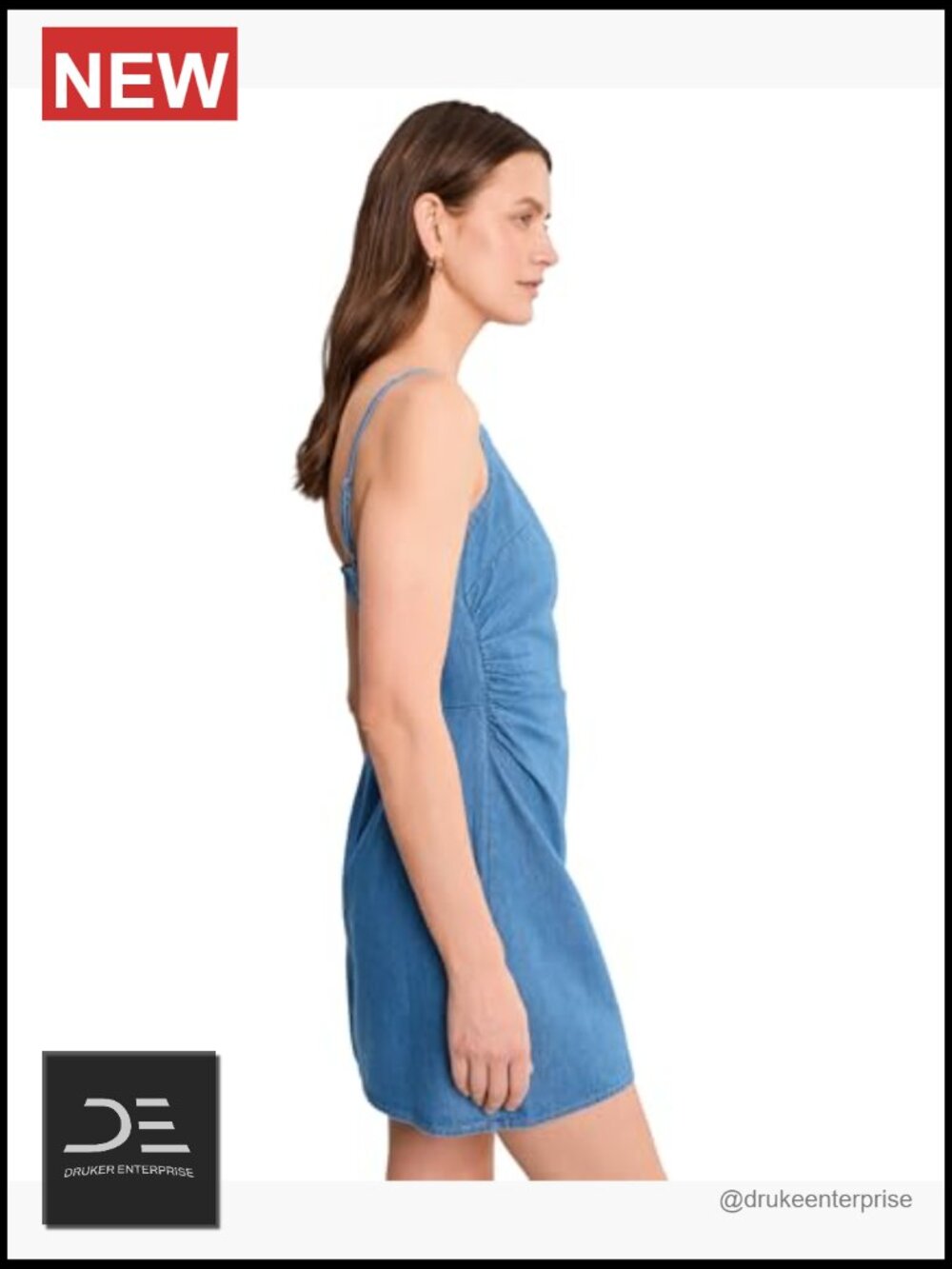 Cotton Blend Ruching Mini Dress with Smocked Back - Picture 3 of 5